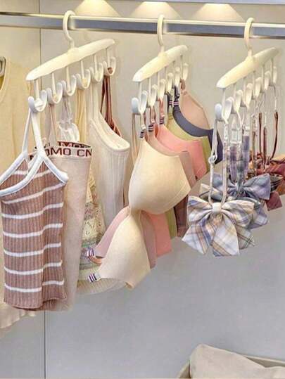 2pcs 12-Hook Rotatable Clothes Hanger, Bra Hanging Rack, Space Saving, Wavy Drying Rack, Multi-Function Hanger
