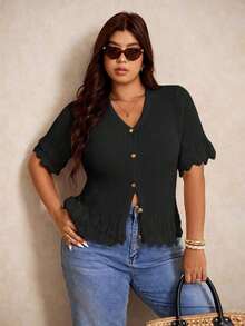 Plus Size Cardigans - Black - View 3