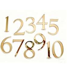 1PC Wedding Table Number Plates | DIY | Price Cutting Decoration | Gold Mirror Acrylic, Adhesive-Backed Acrylic | Available In Gold, Silver, Black, And White For Table Number Plate Decoration, Gold Acrylic Lettering, Wedding Decorations, Personalized Commercial Signage - 7cm Adhesive Backing - View 7