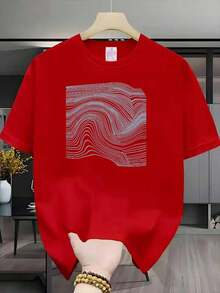 New Women's Short Sleeve T-Shirt, 180g, 100% Cotton - Versatile Casual Summer Print T-Shirt For Men - Summer Print T-Shirt For Couples - Unisex - Holiday Gift - 紅色 - 查看 12