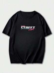 Fractyr Men's Fashionable Printed Loose Fit Short Sleeve T-Shirt | Exquisite Design | Racing Car And Cherry Blossom Print | Summer Essential | Easy To Match, Show Off Your Style - 黑色 4 - 查看 6