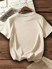 Camiseta de mujer 100% algodón puro, con diseño artístico de tulipanes rojos vintage, mangas cortas, suave y agradable al tacto, transpirable, perfecta para primavera y verano, adecuada para uso diario, citas y desplazamientos - Camiseta de manga corta con cuello redondo de algodón suelto estilo vintage unisex, blusas para mujer. blusas.blusas casuales para dama. - Albaricoque - Ver 2