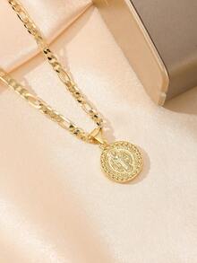 1pc Fashionable Vintage Religious Pendant Necklace For Women, Classic St. Benedict Pendant Design, Inlaid With Sparkling Zirconia, Luxurious And Exquisite Texture. Comes With 50cm Chain, Comfortable And Tangle-Free, Vintage Elegant With Sacred Charm, Perfect For Daily Wear, Religious Worship And Gifts. - Yellow Gold - View 4