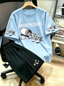 Bộ áo thun và quần short in chữ hình chó, trang phục thường ngày mùa hè cho nữ size lớn, phù hợp cho đi nghỉ, đi biển, Ngày của Mẹ, mặc hàng ngày, đi chơi, đám cưới, đi biển, tập thể dục, lễ tốt nghiệp, tiệc tùng, thời trang - Nhiều màu - Xem 1