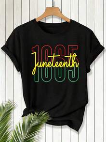 Camiseta de Estilo Casual para Mujer, Celebración del 1865 de Juneteenth, Ropa de Verano, Regalo para Amigos y Familiares - Negro - Ver 4