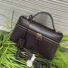 L23 Minimalist Solid Color Boxy Handbag For Women Elegant Smooth Faux Leather Top Handle Bag Luxury Design Structured Crossbody Purse With Adjustable Strap Versatile Daily Travel Satchel - 巧克力色金扣(L23平紋) - 查看 3