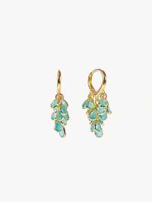 Opalesca 1 Pair Fashionable High-End Luxury Sparkling Elegant Sweet Versatile High-Quality Gold,White Water Drop, Heart, Flower, Round Zirconia Hoop Earrings - Green Jade Multi- Earrings - View 6