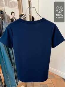 100% Cotton T-Shirt With Multicolor Floral Mandala - Navy Blue - View 6