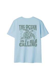 Women's Crew Neck T-Shirt With Summer Ocean Life Letter Print, Graphic Tee, White, Black, Pink Casual - 賽萊斯特 - 查看 4