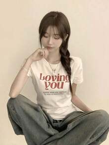 Women's Short-Sleeved T-Shirt, Round Neck, Loose Fit For Summer - 白色的 - 查看 3