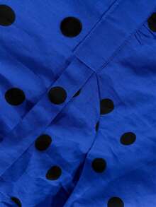 Vestido casual elegante y vintage con estampado de lunares, con bolsillos y lazo en la espalda, silueta minimalista pero refinada de corte evasé con cintura anudada, vestido versátil para oficina/ocasión, conjunto bohemio de lunares para vacaciones, primavera/verano rojo - Azul - Ver 6