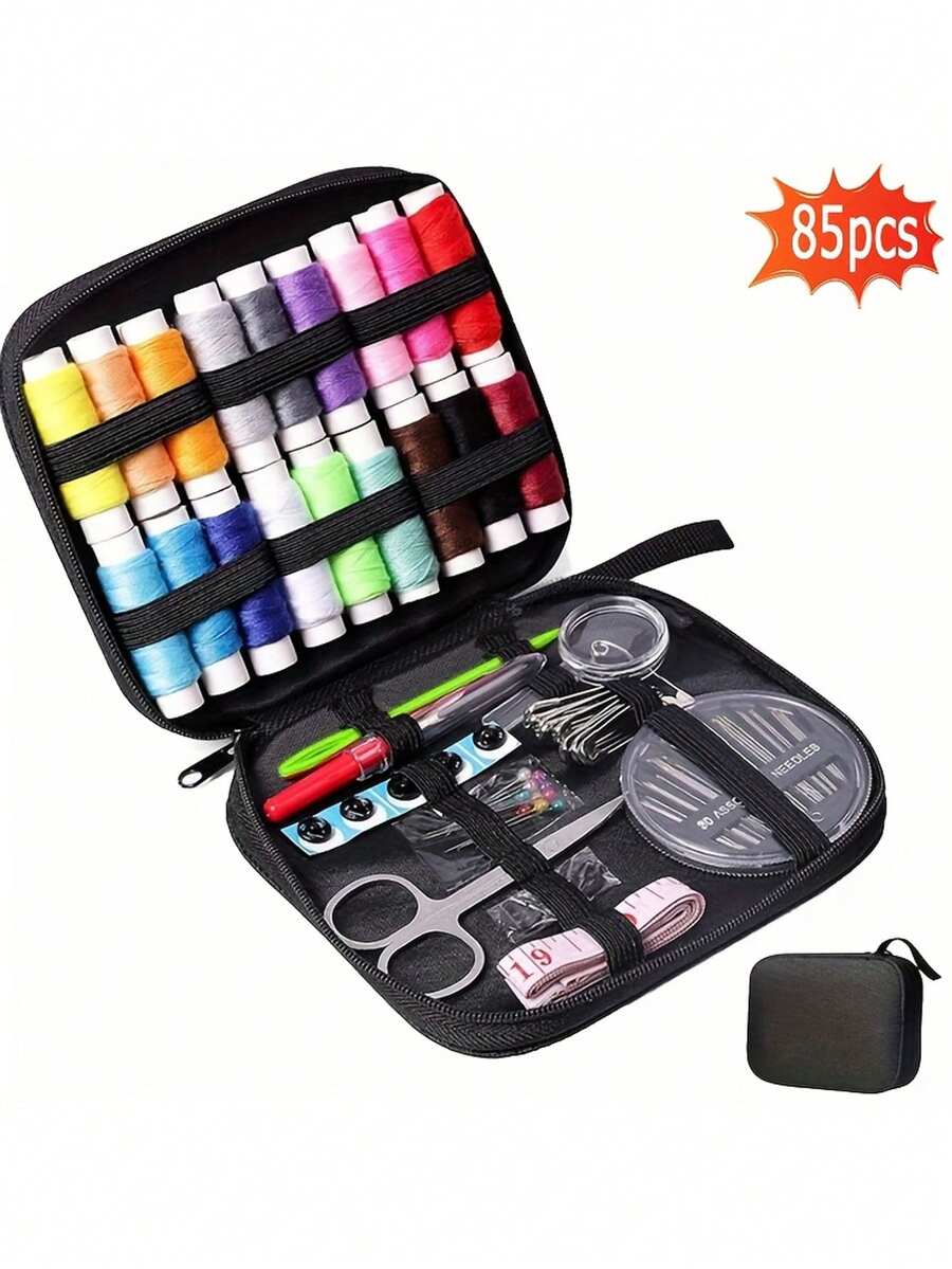 Adult Beginner Sewing Tool Kit, Includes Needles, Thimble, Weaving Tools, Handicraft Travel Supplies And Accessories - A - View 1