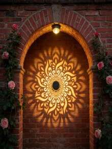 4pcs Round Solar Wall Lights, Mandala Pattern Projector Lights, Outdoor Garden Lights, Suitable For Walls, Fences, Gardens, Courtyards, Patios, Lawns, Home Decor, Holiday Decorations, Wedding Decorations, Birthday Decorations, And Party Decorations, - Solar-powered Round Wall Lamp - View 10