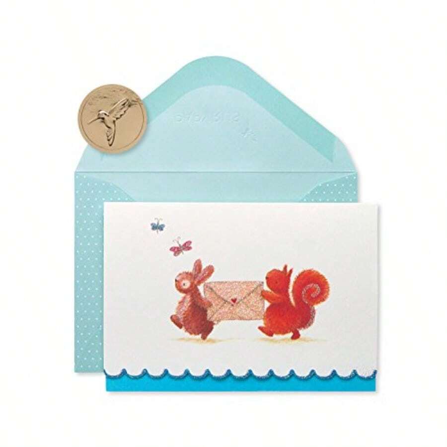 Papyrus Bunny and Squirrel Boxed Blank Note Cards with Glitter 14-Count - Multicolor - Ver 1
