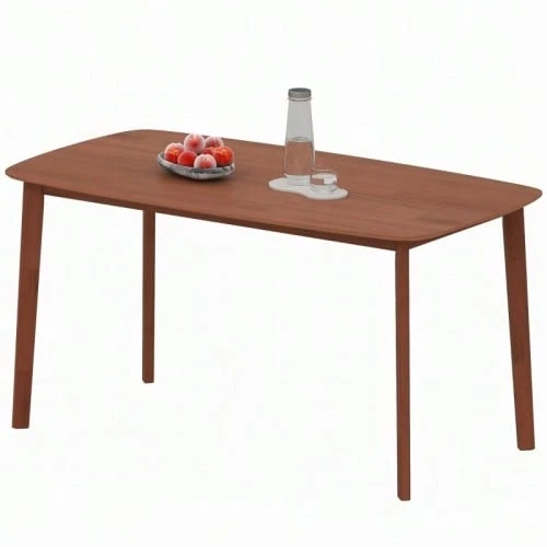 Rustic Style Dining Table, Lacquered Surface, Wood, 150 X 80 Cm, Brown. - Brown - View 1