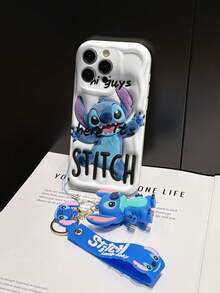 Disney Lilo And Stitch Phone Case : 3D Fluffy Pattern Border Protector Phone Soft Phone Case With A Free Cute Stitch Bracelet Chain Lanyard, Stitch, Lilo, Angel, For Apple 17 Promax 17 Pro 16 15 14 13 12 11 Pro Max XS Max X XR Soft Cover Summer Phone Case - White - View 5