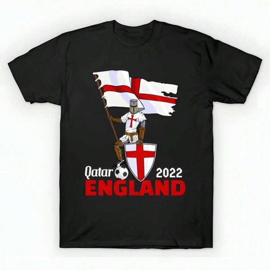 England Qatar World Cup 2022 T-Shirt unisex de la de algodón puro de alta densidad de 220 g. C-AmiS-eta uniS-ex 100 % aL-Godón de - Tejido de alta densidad. Apta para todo tipo de perS-onas, ya sean mujeres o hombres. Tejido duradero de alta C-Alidad apto para todas las estaciones, suave al tacto pero duradero. Tops transpirables. Conjuntos de otoño para mujer. Conjuntos de vaC-Aciones para mujer. Disfraz de Halloween para mujer. - Negro - Ver 1