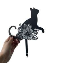 Best-Selling Acrylic Cat Silhouette Outdoor Garden Yard Decoration Stake, Double-Sided Hollow Craft - B - View 3