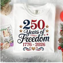 250th Anniversary T-Shirt: Retro USA Soft Cotton Tee Blouses For Women > Shirt Blouses For Ladies - 白色 - 查看 1