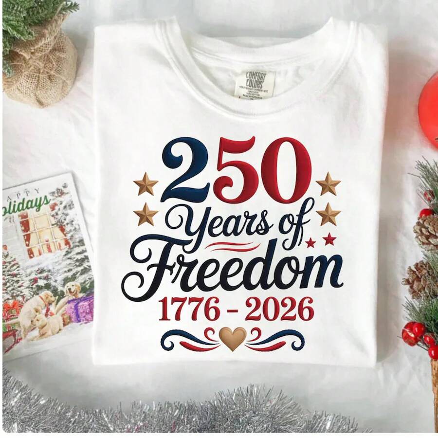 250th Anniversary T-Shirt: Retro USA Soft Cotton Tee Blouses For Women > Shirt Blouses For Ladies - 白色 - 查看 1