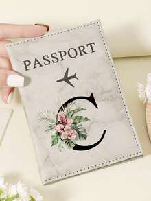 1pc A-Z 26 Letters Fashionable Letter Print Stylish Burgundy Passport Cover, Premium PU Leather Passport Wallet With Multi-Card Pockets For Credit Cards, Boarding Passes, And IDs, Compact And Portable Travel Essentials Organizer For Women, Men - Pink - View 33