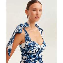 Vestido de Noche Corto Organza, Moda Hombros Descubiertos, Estilo Elegante Fairy - Azul - Ver 4
