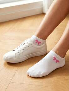 1/5/12 Pairs Cute Bow Design Basic Solid Color Ankle Socks, Soft Breathable Casual Everyday Outdoor Sports Socks For Men And Women, Spring/Summer - Multicolor - View 10