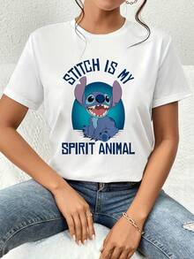 The Image Shows A Friendly Blue Character Smiling Broadly, Reflecting Energy, Fun, And Tenderness With A Cheerful Style That Conveys Positivity And Confidence. A Comfortable And Casual Women's T-Shirt For Everyday Wear. - 白色 - 查看 6
