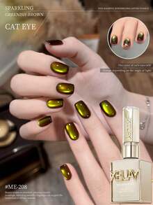 XEIJAYI Vibrant Brown-Green Cat's Eye Gel Polish  Ombre Effect For Fashionable Women  Perfect For Salon At-Home Manicure With Strong Gloss Long-Lasting Wear - màu xanh lá - Xem 9