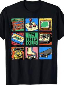 Camiseta Retro de los 80s y 90s para Hombre, "Ya Tengo Tanto Años", Estilo Vintage Tech Grid, Casual, de Algodón, para Amantes de la Nostalgia UEJI - Blanco - Ver 12