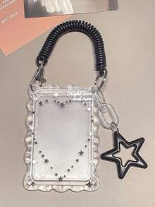 1 PC 2D Ins Style Transparent Lace Card Holder, Simple & Elegant, For Student ID, Bus, Subway, Campus Meal Card And Photocards With Cute Star & Spring Pendant - Multicolor - View 11