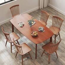 Rustic Style Dining Table, Lacquered Surface, Wood, 150 X 80 Cm, Brown. - Brown - View 7