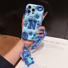 Disney Lilo And Stitch Phone Case : 3D Fluffy Pattern Border Protector Phone Soft Phone Case With A Free Cute Stitch Bracelet Chain Lanyard, Stitch, Lilo, Angel, For Apple 17 Promax 17 Pro 16 15 14 13 12 11 Pro Max XS Max X XR Soft Cover Summer Phone Case - 白色 - 查看 1