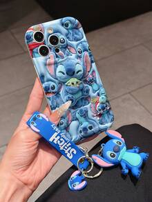 Disney Lilo And Stitch Phone Case : 3D Fluffy Pattern Border Protector Phone Soft Phone Case With A Free Cute Stitch Bracelet Chain Lanyard, Stitch, Lilo, Angel, For Apple 17 Promax 17 Pro 16 15 14 13 12 11 Pro Max XS Max X XR Soft Cover Summer Phone Case - 白色 - 查看 3