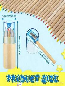 Set de 12 piezas/48 piezas de lápices cortos creativos y coloridos, con sacapuntas incorporado, adecuado para premios y regalos de estudiantes, colores surtidos al azar - Multicolor - Ver 2
