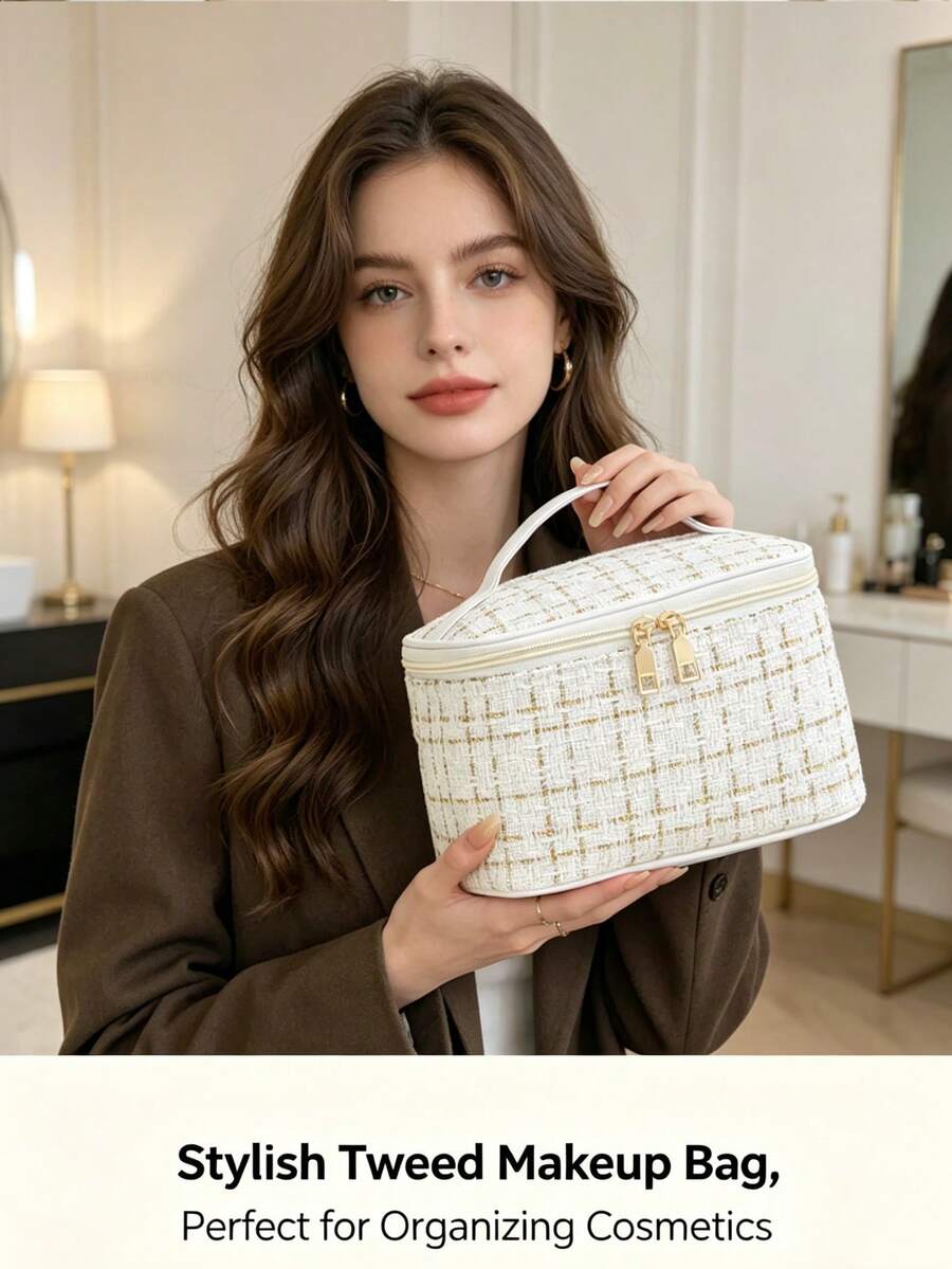 1 túi đựng mỹ phẩm chống thấm nước dung tích lớn - Lý tưởng cho du lịch và sắp xếp đồ trang điểm và cọ trang điểm, túi đựng đồ vệ sinh cá nhân, túi đựng mỹ phẩm, đồ dùng cần thiết khi đi du lịch, hành lý đi học, có khóa kéo để đựng son môi, cọ trang điểm, điện thoại, tiền xu, dùng ở nhà, khi đi du lịch và đi học. - Nhiều màu - Xem 1