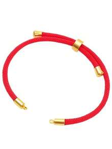 5pcs Nylon Cord Bracelet DIY Findings, Brass Hardware - 5pcs Red - View 13