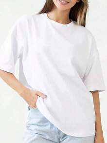 Women's Graphic T-Shirt With Themed Print, Round Neck, Short Sleeve, Casual Street Style, 100% Cotton, Soft Fabric, Short Sleeve - 白色 - 查看 4