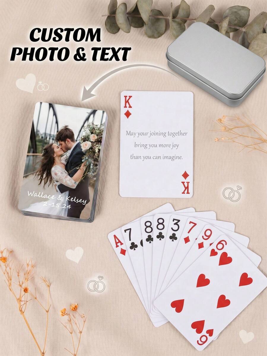 1pc Custom Photo Playing Cards, Wedding Guest Book Alternative, Blank ...