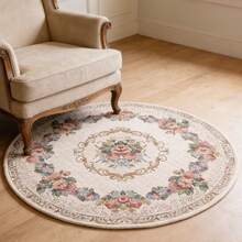 1 pieza Alfombra de área redonda tejida en jacquard, decoración del hogar estilo granja europea, adecuada para habitación, dormitorio, mesita de noche, mesa y silla, patrón tejido a máquina, sin olor, grosor medio, adecuada para todas las estaciones, fácil de doblar y almacenar, fácil de limpiar - Multicolor - Ver 13