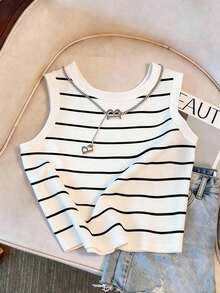 Camiseta de tirantes ajustada de unicolor con contraste para mujer - Multicolor 5 - Ver 1