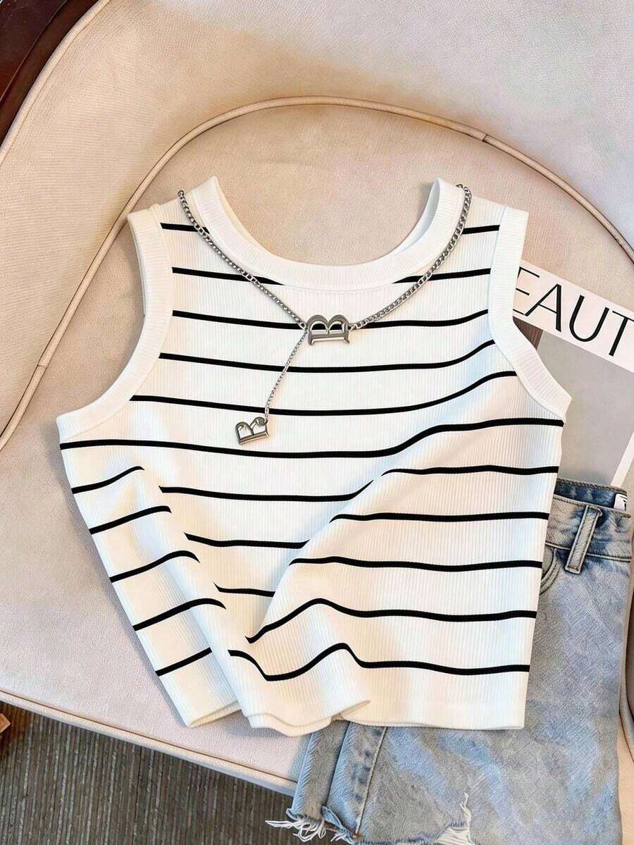 Camiseta de tirantes ajustada de unicolor con contraste para mujer - Multicolor 5 - Ver 1