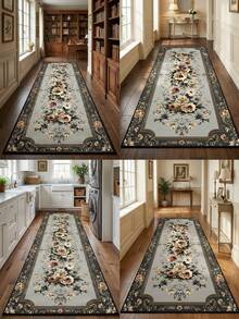 1pc Vintage European Rose Pattern Long Hallway Carpet, Luxury Entryway Corridor Palace Style Runner Rug, Washable Area Rug For Living Room, Bedroom, Home Decor - Multicolor - View 2