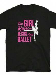 Unisex Short-Sleeved T-Shirt, Lovers Dancing With Jesus And Ballet T-Shirt, Men's T-Shirts, , Women's T-Shirts, Romwe For Men, Boho Chic, Gifts For Teachers, Women's T-Shirt, Curvy Outfits For Men, Y2k - 黑色 - 查看 1