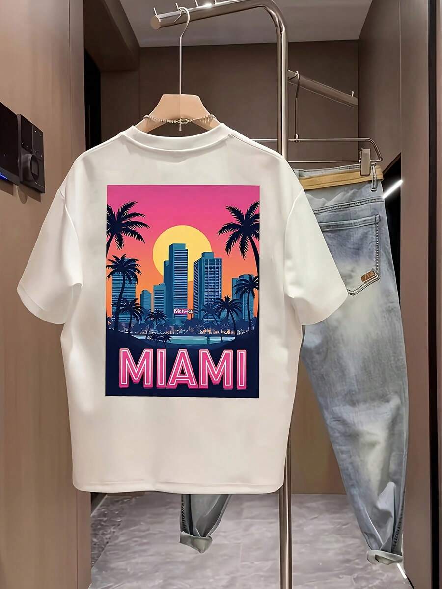 Nueva camiseta de manga corta para mujer de 180 g,% algodón - Camiseta casual versátil con estampado de verano para hombre - Camiseta con estampado de verano para parejas - Unisex - Regalo para vacaciones - Blanco - Ver 1