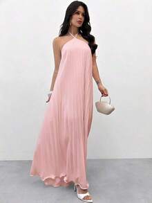 de línea A elegante, refinado, romántico, digno, minimalista para ir al trabajo, uso diario, Día de San Valentín, citas, fiestas, invitados de boda, vacaciones - Rosa Pálido - Ver 9