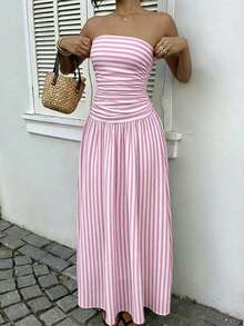 YkhahaMainGRL Vestido bandeau con cintura ceñida y estampado de lunares, estilo vacacionalYkhaha - Multicolor 9 - Ver 6