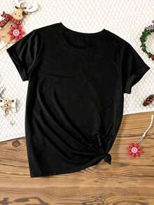 Women's Short Sleeve Basic T-Shirt Casual Creative Capybara Graphic Print Elegant T-Shirt - 黑色 9 - 查看 2