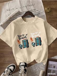 Camiseta de Manga Corta con Estilo Turístico y Aventurero,Camiseta de manga corta de moda para primavera y verano de 2026, hecha en México, 180 gramos. Estampado de dibujos animados, modelo de pareja, apta para uso interior o exterior. Cuello redondo, unisex, ideal para oficina y ocio. Paquete de una pieza. - APR-P631577SLNDXZGY475 - Ver 4