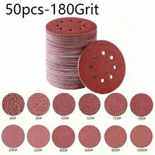 10/50片 125mm 砂紙盤 60/80/100/120/150/180/240/320/400/600/800/1000號 適用於5英吋8孔圓形底盤 - 紅色 - 查看 43